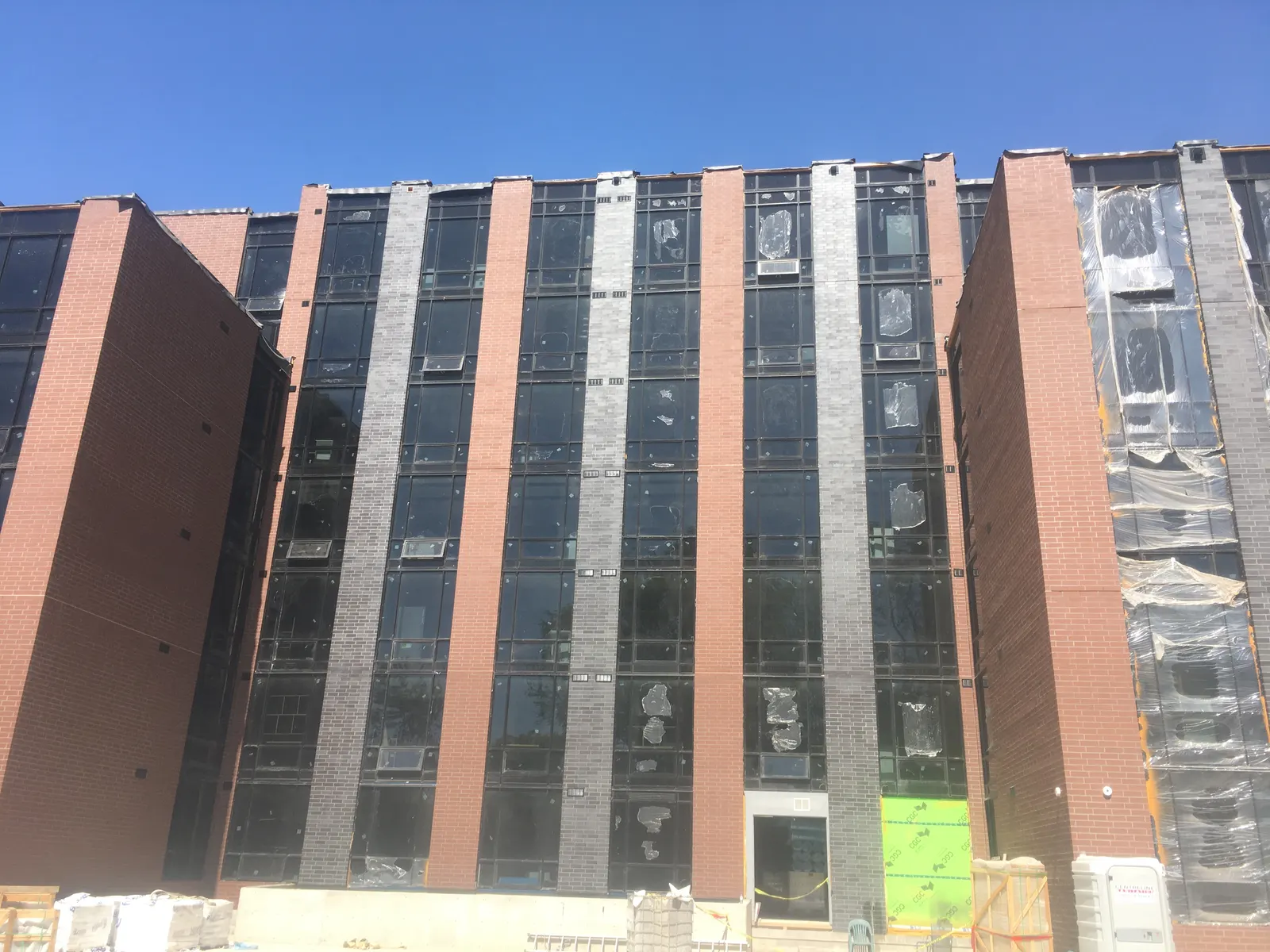 Completed brick and panel residential building