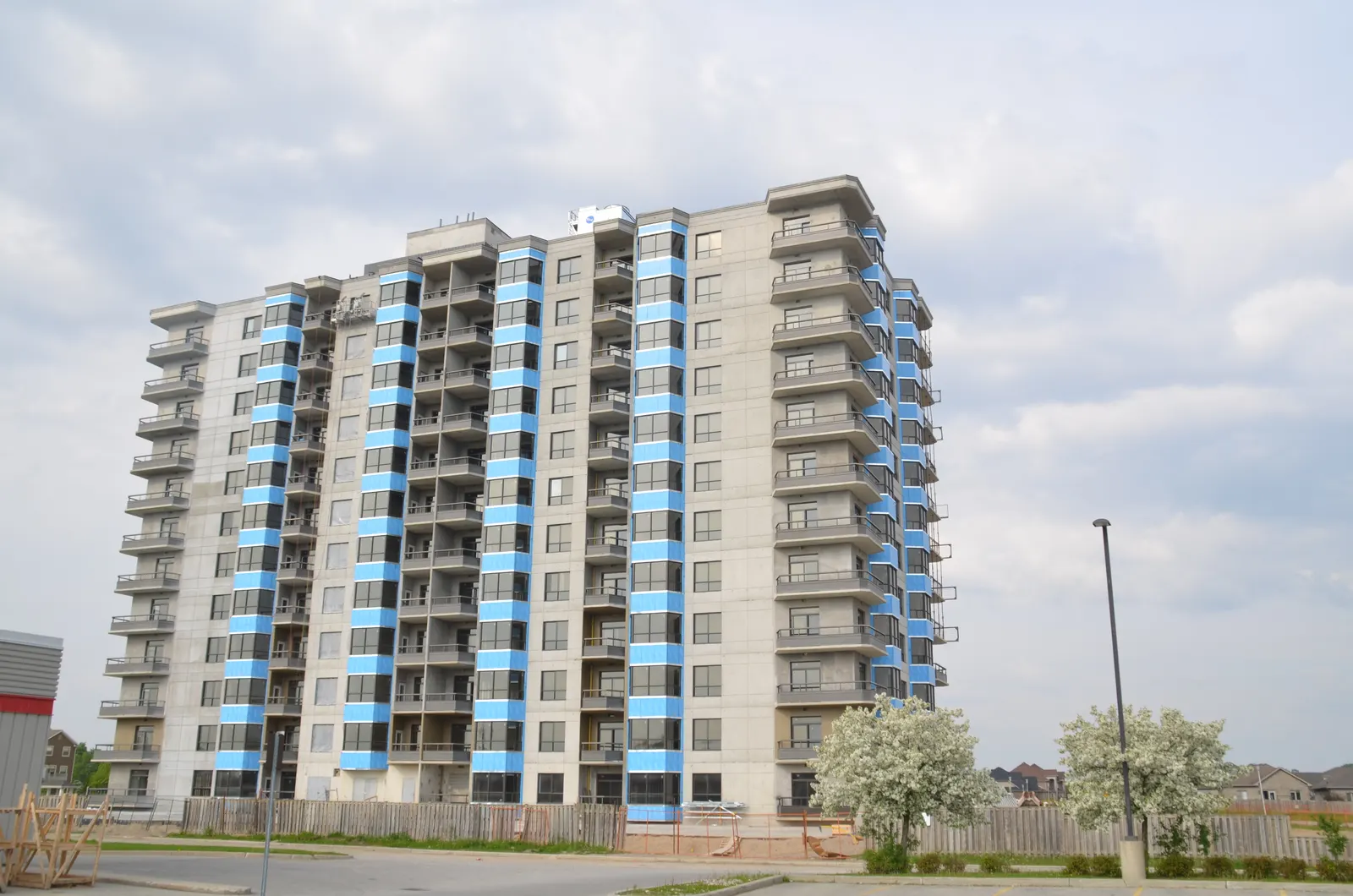 Completed mid-rise residential building